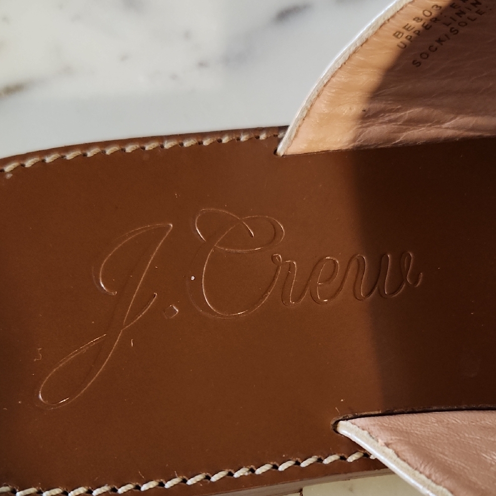 J. Crew Beige Croc-Embossed Thong Sandals Sz10 - Picture 2 of 4